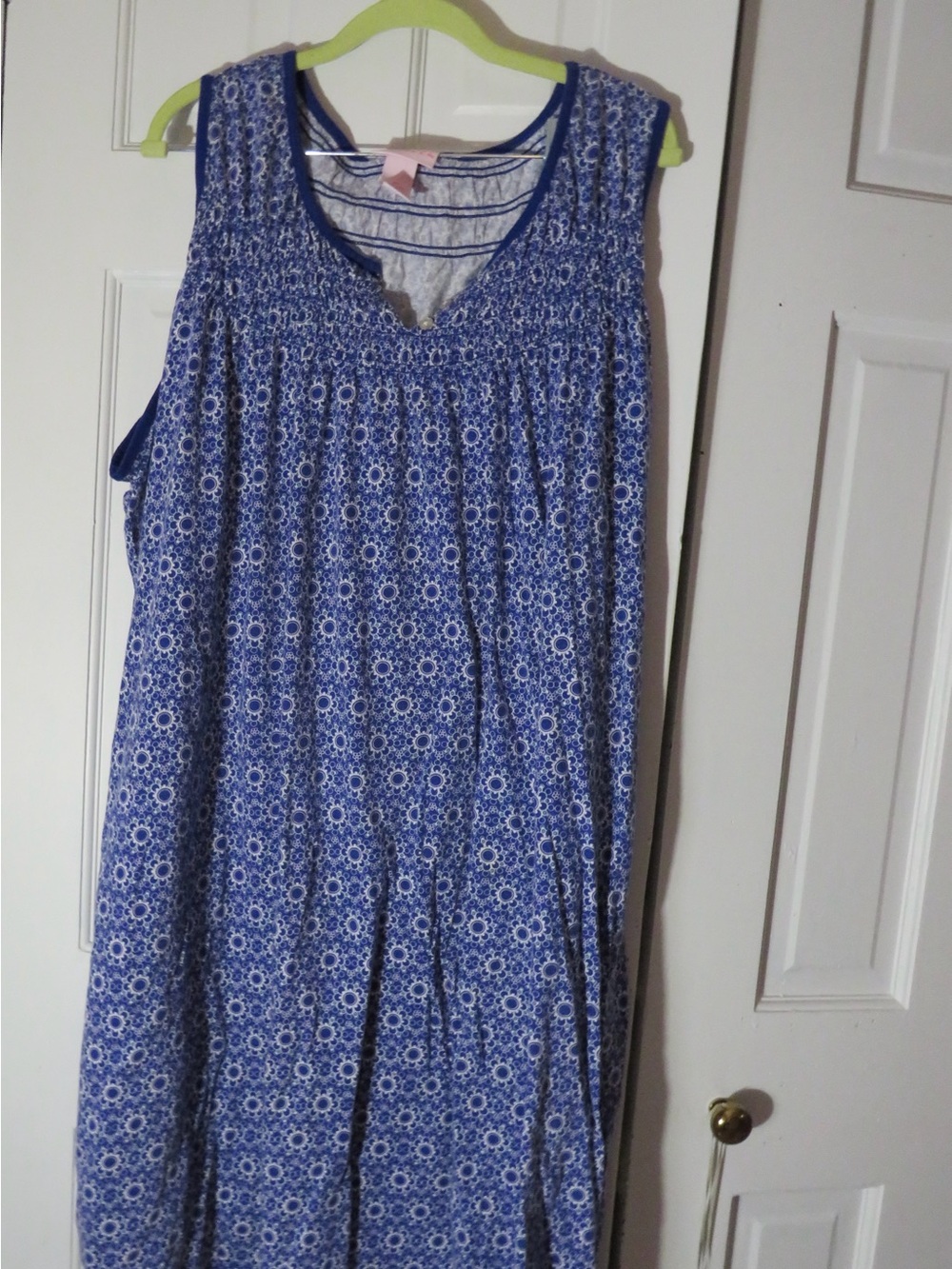 Sleeveless Blue Floral Nightgown - Women's Comfortable Sleepwear